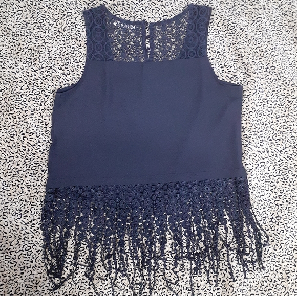 🌈LACE FRINGE TANK BLOUSE-M - Picture 1 of 7